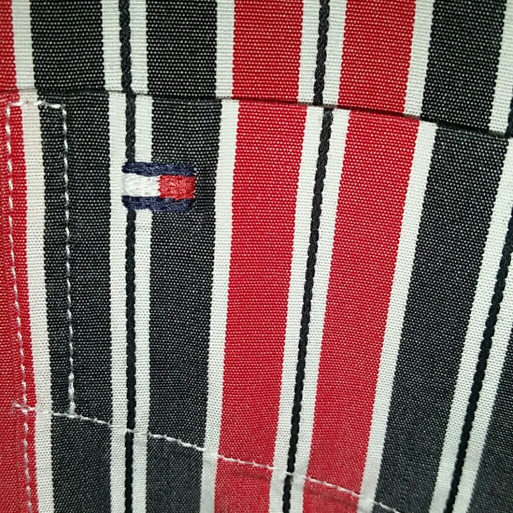 Large Tommy Hilfiger Dress Shirt. Black and Red.